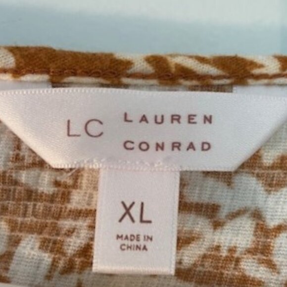 LC Lauren Conrad Dark Orange and White Shirt with Ruffled Sleeves - Picture 6 of 8
